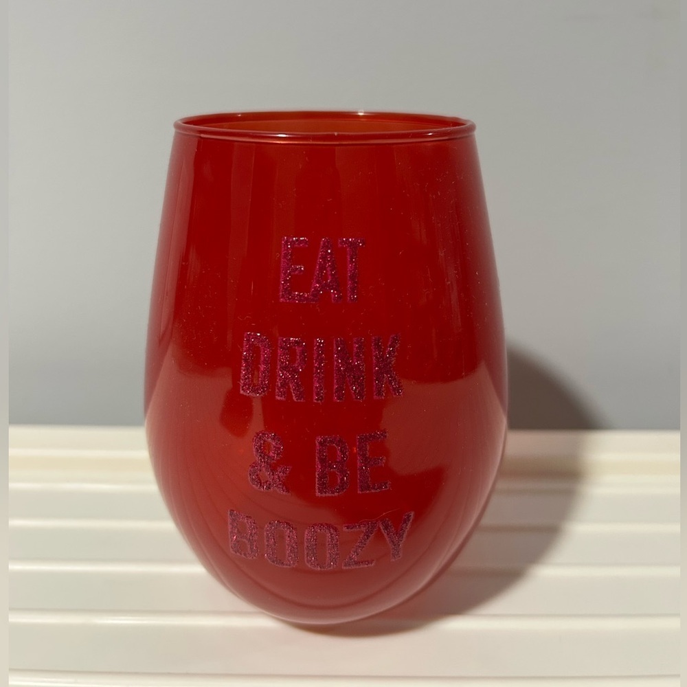 NEW Red Stemless Wine Glass - Eat Drink & Be Boozy